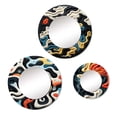 thumbnail image 2 of Designart "Fusion Of Multicolor Labyrinthe" Miroir Rond Formes Abstraites Ensemble de 3 - Miroir Rond Noir Moderne Décoration Murale de Chambre, 2 of 5