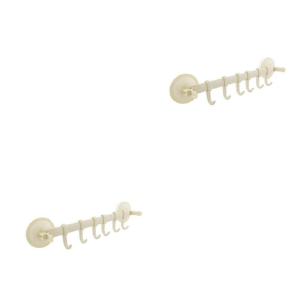 Colgador de pared Matsuzay Para baño 6 ganchos Estante ventosa Sin clavos Beige 2Conjunto