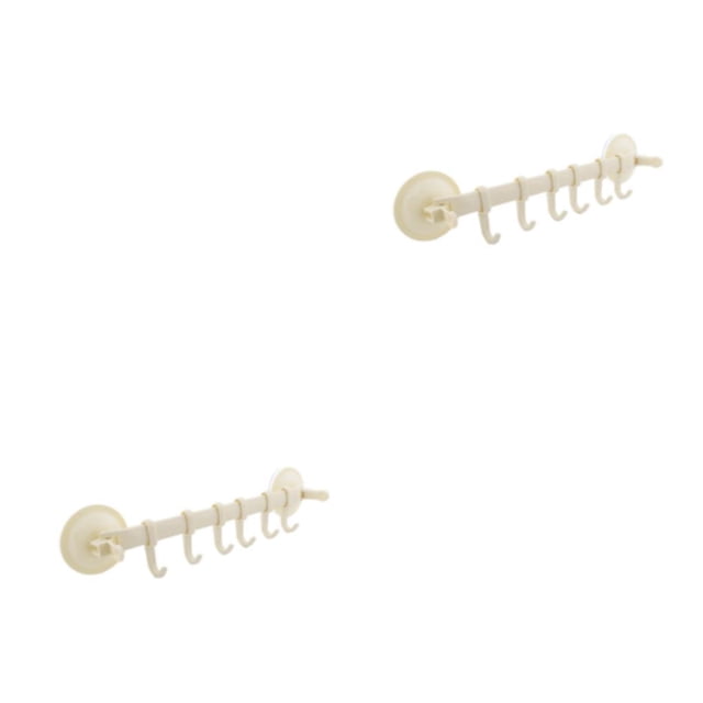 Colgador de pared Matsuzay Para baño 6 ganchos Estante ventosa Sin clavos Beige 2Conjunto