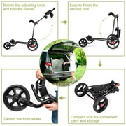 Costway Foldable 3 Wheel Golf Pull Push Cart Trolley Scorecard Drink Holder Mesh Bag
