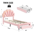 thumbnail image 3 of Homfa Twin Bed Frame with LED Light & Storage Drawer, Upholstered Platform Bed with Adjustable Petal Headboard, Pink Velvet, 3 of 9