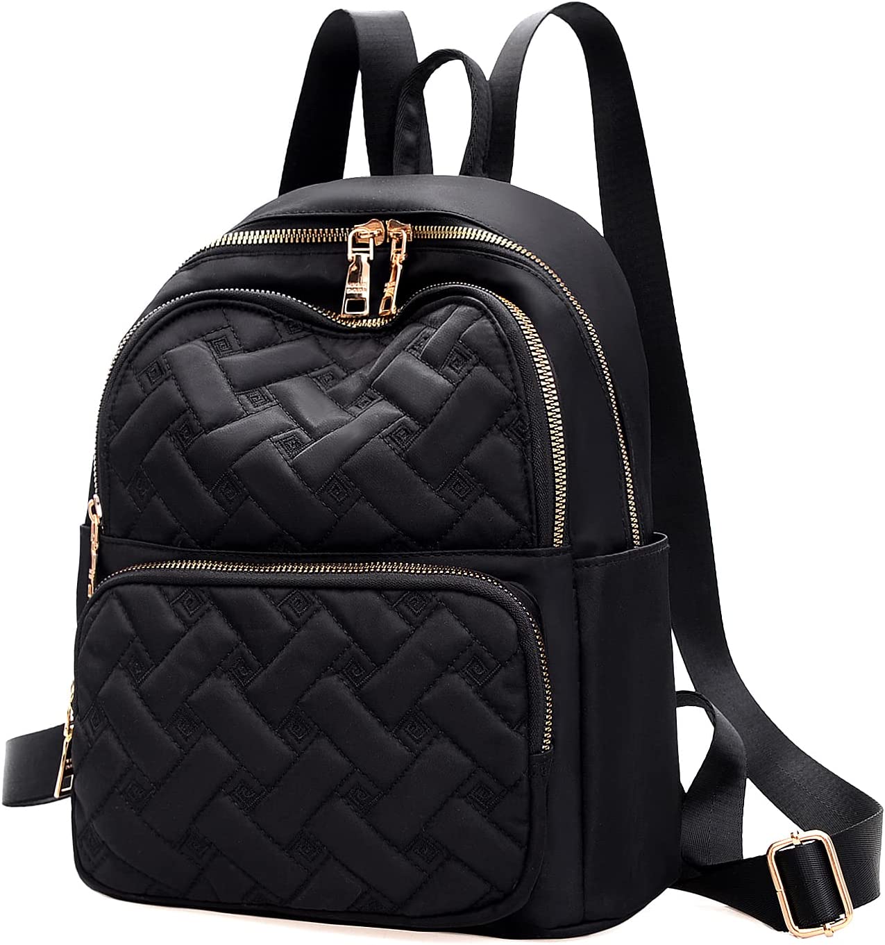 Backpack for Women, Nylon Travel Backpack Purse Black Small School Bag for Girls (Square Quilited) - image 3 of 7