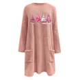 thumbnail image 5 of Lovskoo Fuzzy Fleece Pullover Tops for Women Winter Warm Printed Long Sleeve with Pocket Crewneck Solid Color Warm Top Pink, 5 of 6