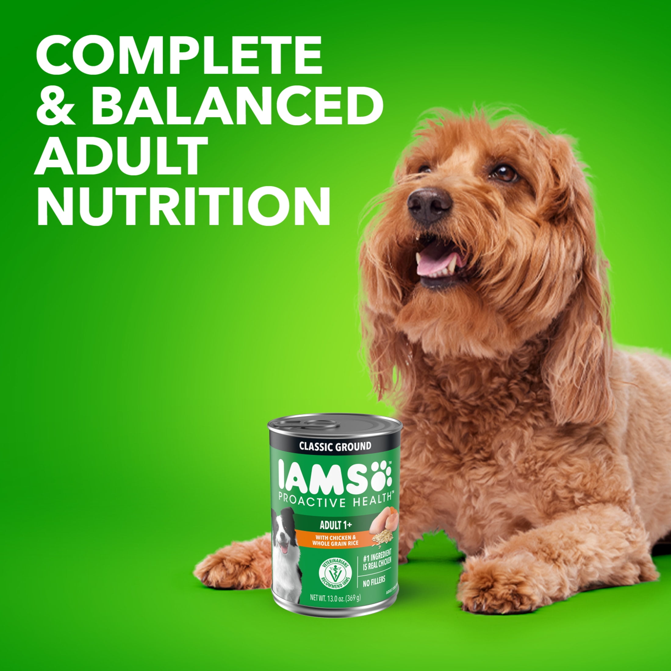 (12 pack) Iams Proactive Health Adult Soft Wet Dog Food Paté With Chicken & Whole Grain Rice, 13 Oz Can