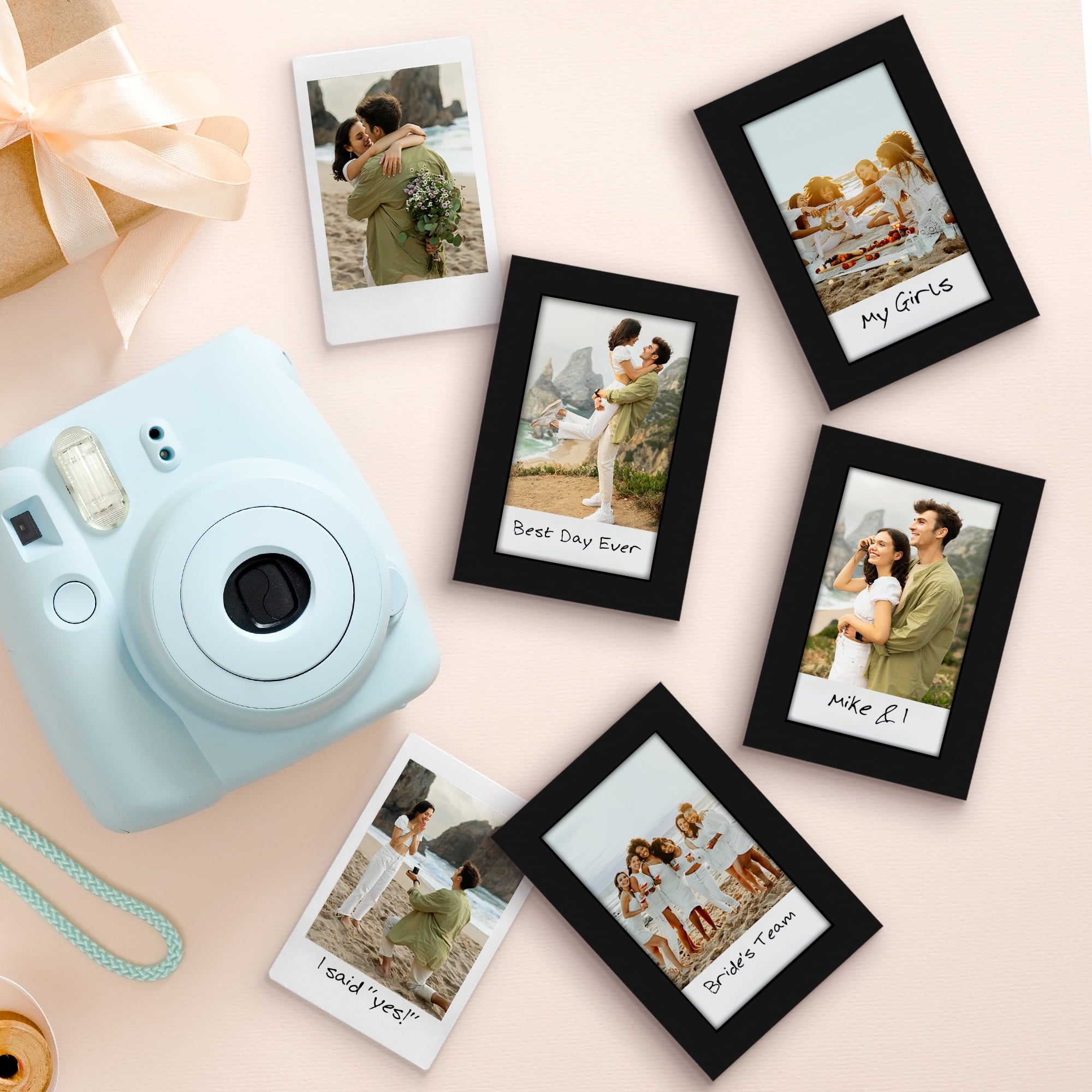 Americanflat 2x3 Picture Frame with Shatter-Resistant Glass 4 Pack Instant Print Photos Mini Frames - Black