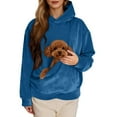 thumbnail image 2 of EliteGoogv Women Hoodies Hooded Sweatshirt Pet Carrie Pocket Pullover Comfort Fit Blue L, 2 of 8