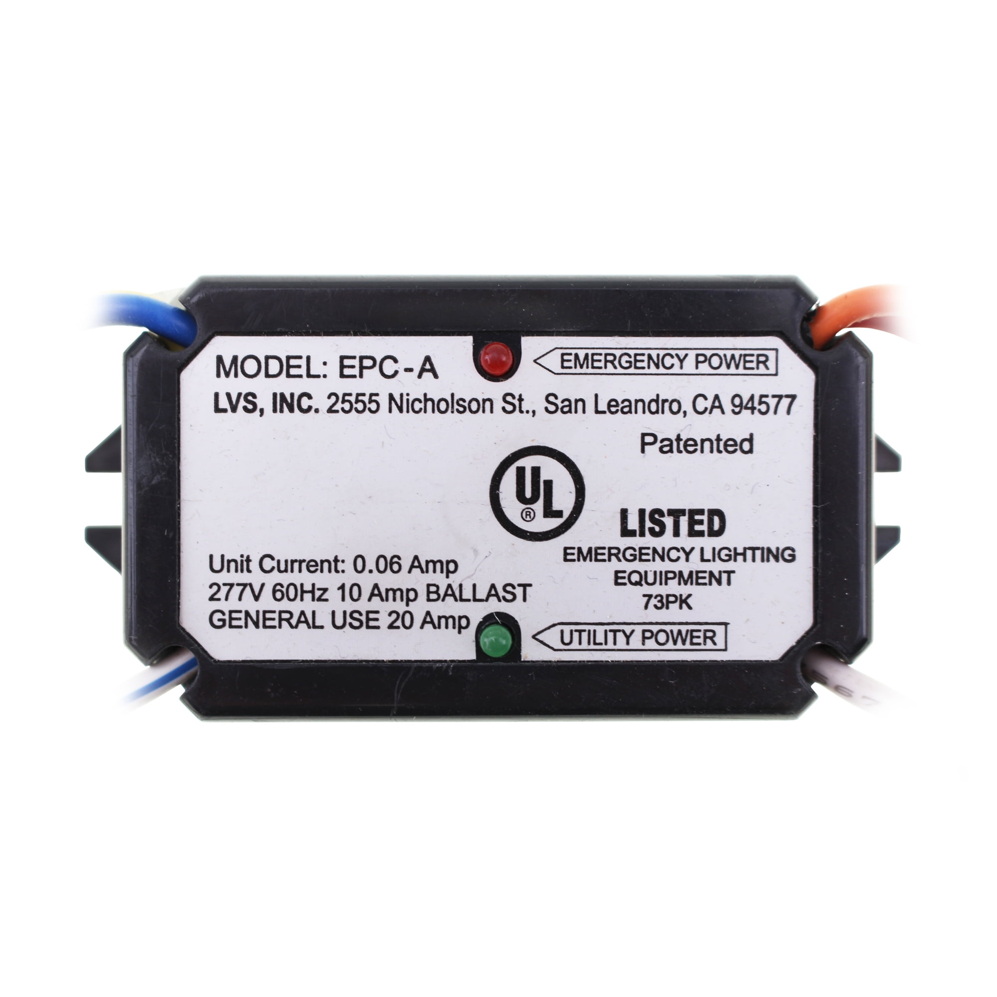 LVS Controls EPCA Emergency Lighting Relay, .06Amp, 277Volt, 10A