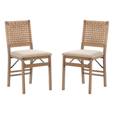 Linon Foster Woven Back Folding Dining Chair, Set of 2, Natural