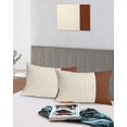 thumbnail image 5 of Boho Brown Leather Texture Pillow Covers King Size 2 Pack, Modern Yellow Striped Soft Bed Throw Pillowcases Breathable Cooling Long Lumbar Body Pillow Sham Cover for Bed Sofa 20''x36'', 5 of 7