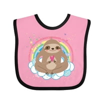 Inktastic Sloth Yoga Rainbow Girls Baby Bib