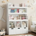 thumbnail image 3 of Homfa 55.5” H Kids Bookshelf with 2-Tier Book Shelves, Children Toy Organizer with 3 Cubes and Removable Drawers, White, 3 of 8