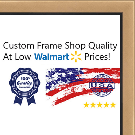 Exquisite Gold Wood Frame - 16x16 - 16 x 16 Gold With Black Lip Solid Wood Frame with UV Framer's Acrylic & Foam Board Backing - Great For a Ph