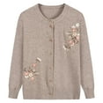 thumbnail image 6 of Fall Spring Mother Knit Coat Floral Embroidery Single-breasted Round Neck Loose Long Sleeves Cardigan Stretchy Knitwear Sweater Jacket, 6 of 7