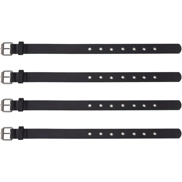 4 piezas de extensores de kilt tradicionales, hebillas de cinturón de cuero sintético negro de 2,3 x 40,6 cm (0,9 x 16 pulgadas), cinturón ajustable con hebilla metálica cuadrada para mujer