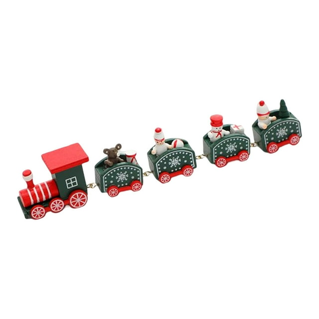 Adorno de tren de madera de Navidad en miniatura con , manualidades, adorno de mesa pintado decoración del hogar Colco Adorno de tren