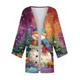 thumbnail image 6 of Women's Casual and Fashionable Christmas Printed Lightweight Mid-Length Jacket Cardigan, for Spring and Fall Wear,Orange,L, 6 of 7