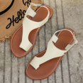 thumbnail image 1 of Flat Heel Womens Trendy Loop Toe Slide Sandals - Soft Faux Leather Upper Slip-on Design Open Toe Rubber Sole Lightweight Comfortable Perfect for Beach Summer Casual Occasions Shoes for Women Girls, 1 of 4