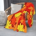 thumbnail image 5 of Maple Leaves Fleece Throw Blankets for Women Girls Autumn Throw Blanket for Bed Sofa, Luxury Soft Cozy Thanksgiving Day Halloween Flannel Blanket, Lightweight Fall Decor 60" x 80", 5 of 6