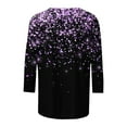 thumbnail image 4 of Midsumdr Womens Tops Loose Mid-Length 3/4 Sleeve Bright Printed Blouse Tops Round Neck Spring Summer Temperament Sequin Tops, 4 of 5