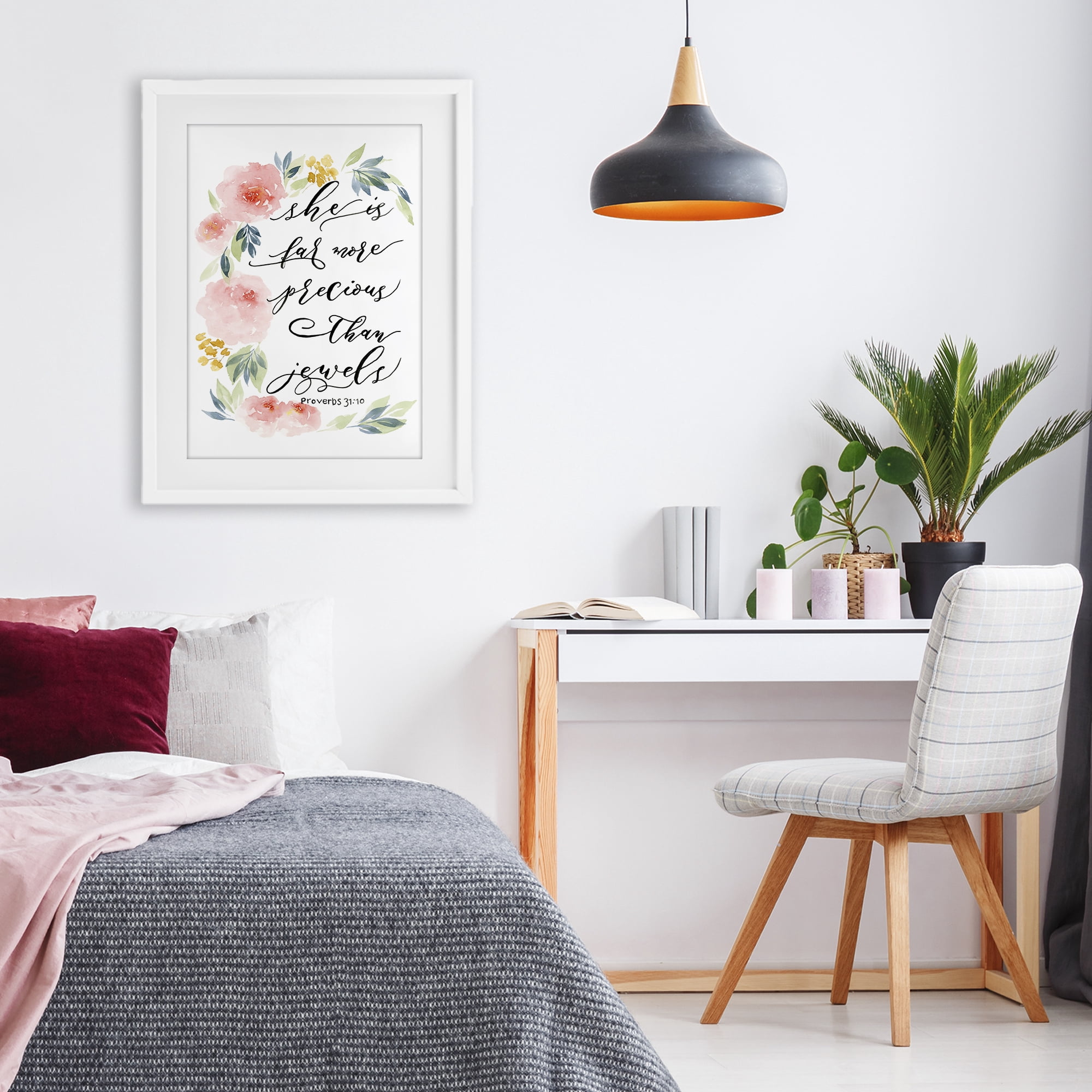 Stupell Industries Far More Precious Than Jewels White Framed Print Under Glass, design by Lucille Price