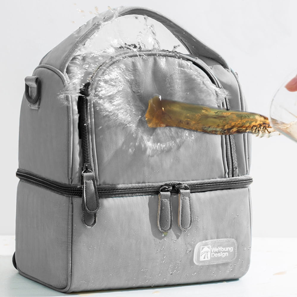 Breast Pump Bag Cooler Compartment for Breast Pump Double Layer for Mother Breast Milk Pump Gray