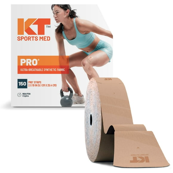 KT Tape , Sports Med, PRO 150 Bande 10 Pouces, Prédécoupé, Beige Furtif