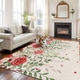 thumbnail image 2 of 5'x7' Area Rugs for Living Room Bedroom, Pink Valentine's Day Washable Rug Carpet Runner Indoor Outdoor, Romantic Roses Weeping Watercolor Rustic Non Slip Floor Mats Area Rug for Kitchen, Nursery, 2 of 8