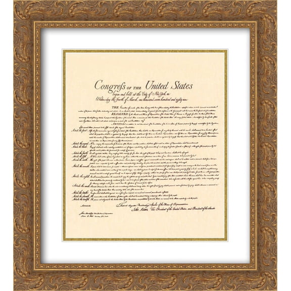 Bill of Rights (Document) 2x Matted 18x20 Gold Ornate Framed Art Print
