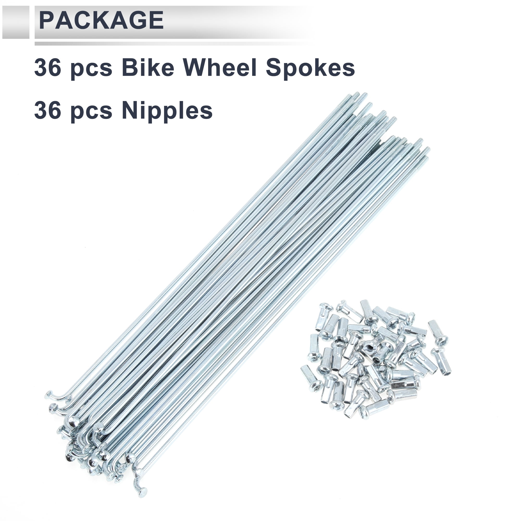 Unique Bargains 36Pcs Universal 12G Bike Wheel Spokes Carbon Steel Galvanized Silver 8.5"