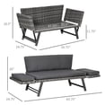 thumbnail image 2 of Convertible Wicker Loveseat Grey Patio Chaise Lounge, 2 of 7