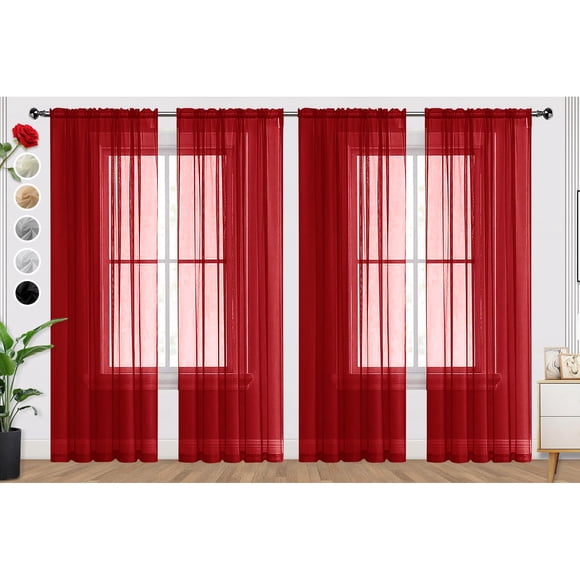 Cortinas SpaceDresser Christmas, color rojo transparente, 132 x 183 cm, 4 paneles