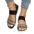thumbnail image 3 of HomeDM Womens Flat Walking Sandals Open Toe Thick Cushion Comfy Casual Low Wedge Summer Beach Sandals, Black Size 8.5, 3 of 9