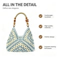 thumbnail image 2 of Boho Woven Crochet Bag, Summer Beach Tote, Lightweight Portable Shoulder Purse, Fashion Casual Handle Bag for Travel Vacation Daily Outdoor Shopping(Blue), 2 of 6