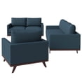 thumbnail image 5 of LeisureMod 3-Piece Sofa Set Upholstered in Leather with Birch Wood Base for Modern Home, Living Room, Offices Chester Collection in Navy Blue, 5 of 8