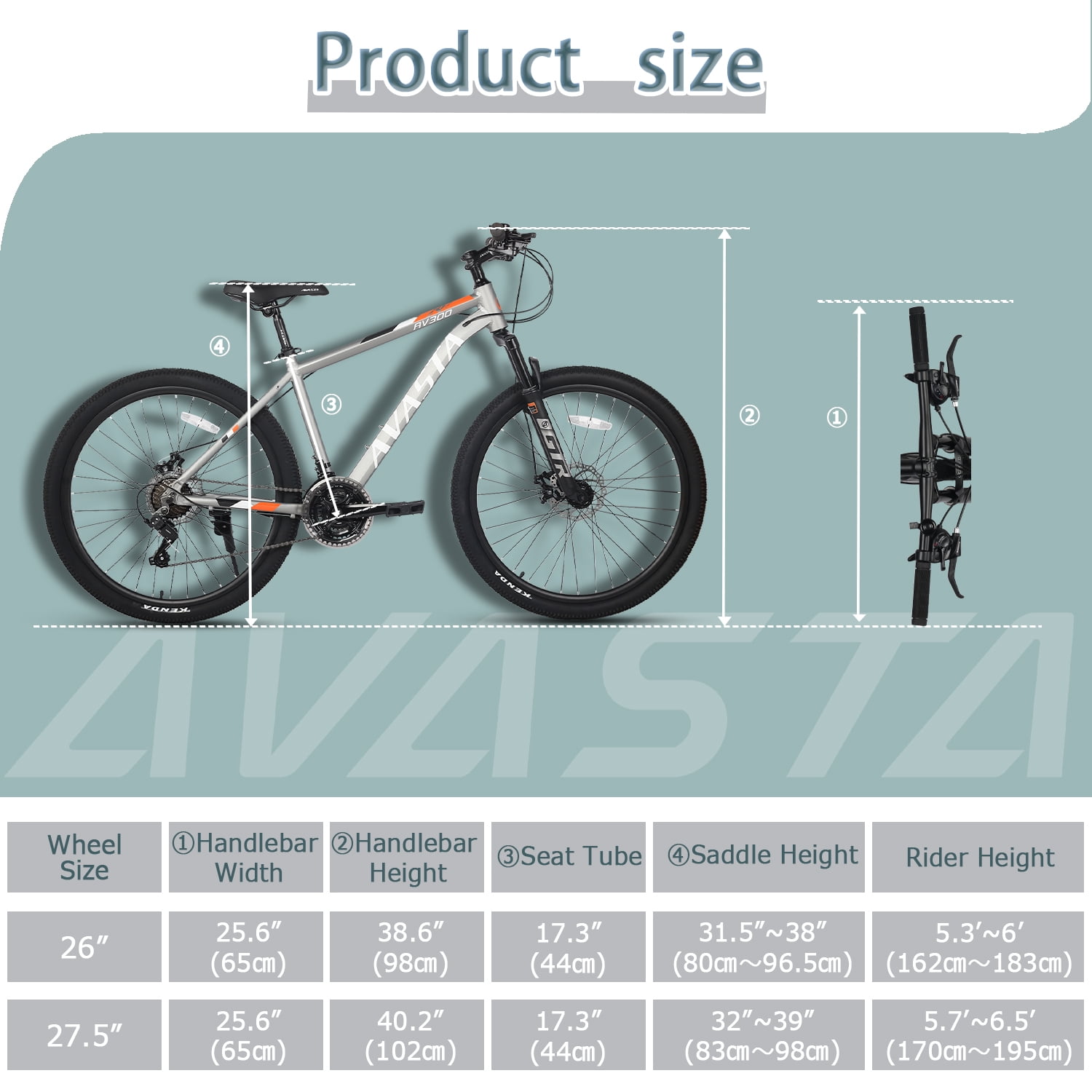 【AVASTA】AV300マウンテンバイク MTB 27.5インチ 21段変速 AVASTA AV300 27.5 inch Mountain Bike with 21-Speed，Aluminum