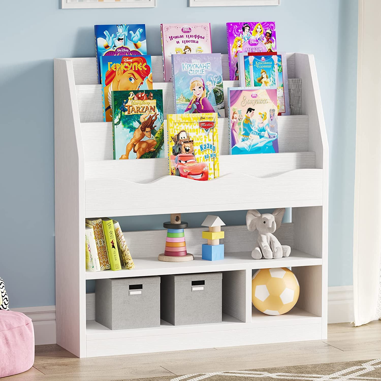 Kids Bookshelf, Free-Standing 4-Tier Book Shelf Organizer for Toys and  Books, Toy Storage Bookshelf in Bedroom, Living Room and Nursery, White –  Built to Order, Made in USA, Custom Furniture – Free
