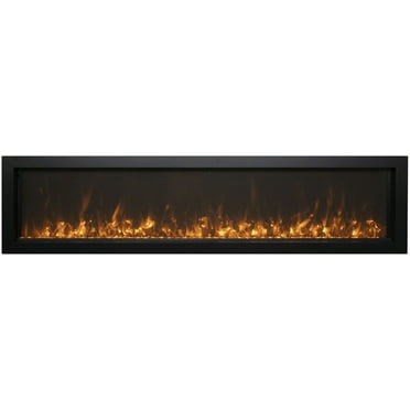 Smart 30″ Extra Slim Indoor or Outdoor Electric Built-In only Electric Fireplace with black steel surround