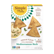 Simple Mills Veggie Flour Pita Crackers, Mediterranean Herb, Gluten-Free, 4.25 oz