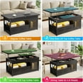 thumbnail image 4 of 40" Lift Top Coffee Table, 4 in 1 Coffee Tables with Storage Cabinet for Living Room, Small Farmhouse Coffee Table with 2 Fabric Drawers & LED Light for Dining Room, Black, 4 of 8