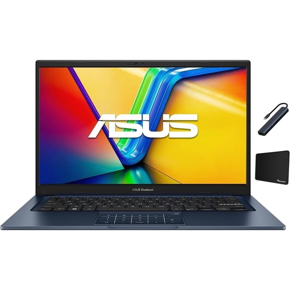 ASUS Vivobook 14 14” FHD Display Laptop, Intel Core 5 120U, Intel Graphics, 16GB DDR4, 256GB SSD, Wi-Fi 6, Bluetooth, Windows 11 Home in S Mode, Quiet Blue with Tigology Accessories