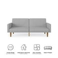 DHP Paxson Futon with USB Port, Convertible Sofa Bed, Light Gray Linen