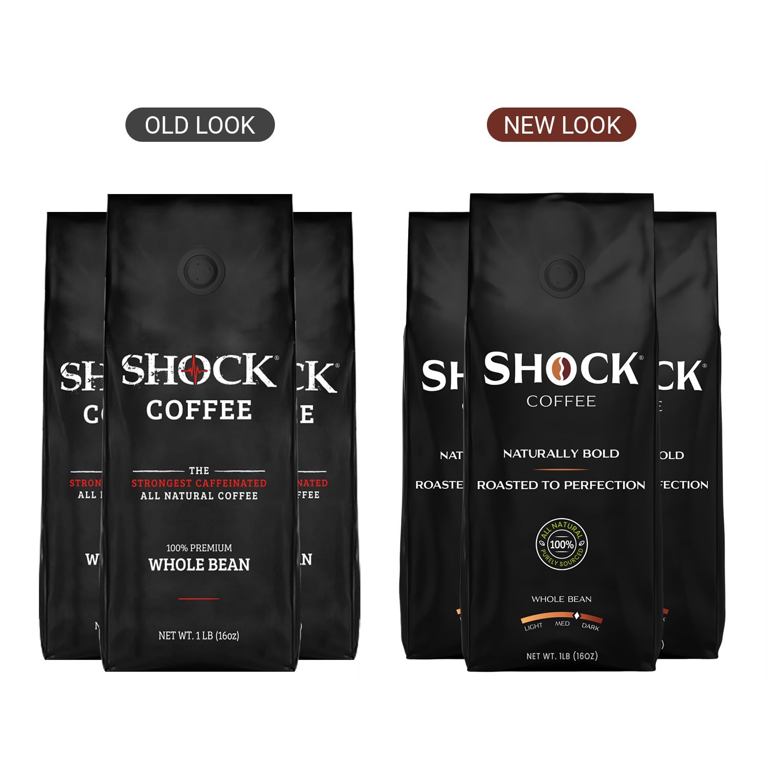 Shock Coffee Whole Bean, The Strongest Caffeinated All-Natural Coffee, Up to 50% more Caffeine. 3 LB