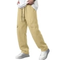 thumbnail image 4 of WIZUTIZ Men's Relaxed Fit Cargo Pants Contrast Stitching Elastic Waist Polyester Outdoor Casual Trousers, 4 of 8