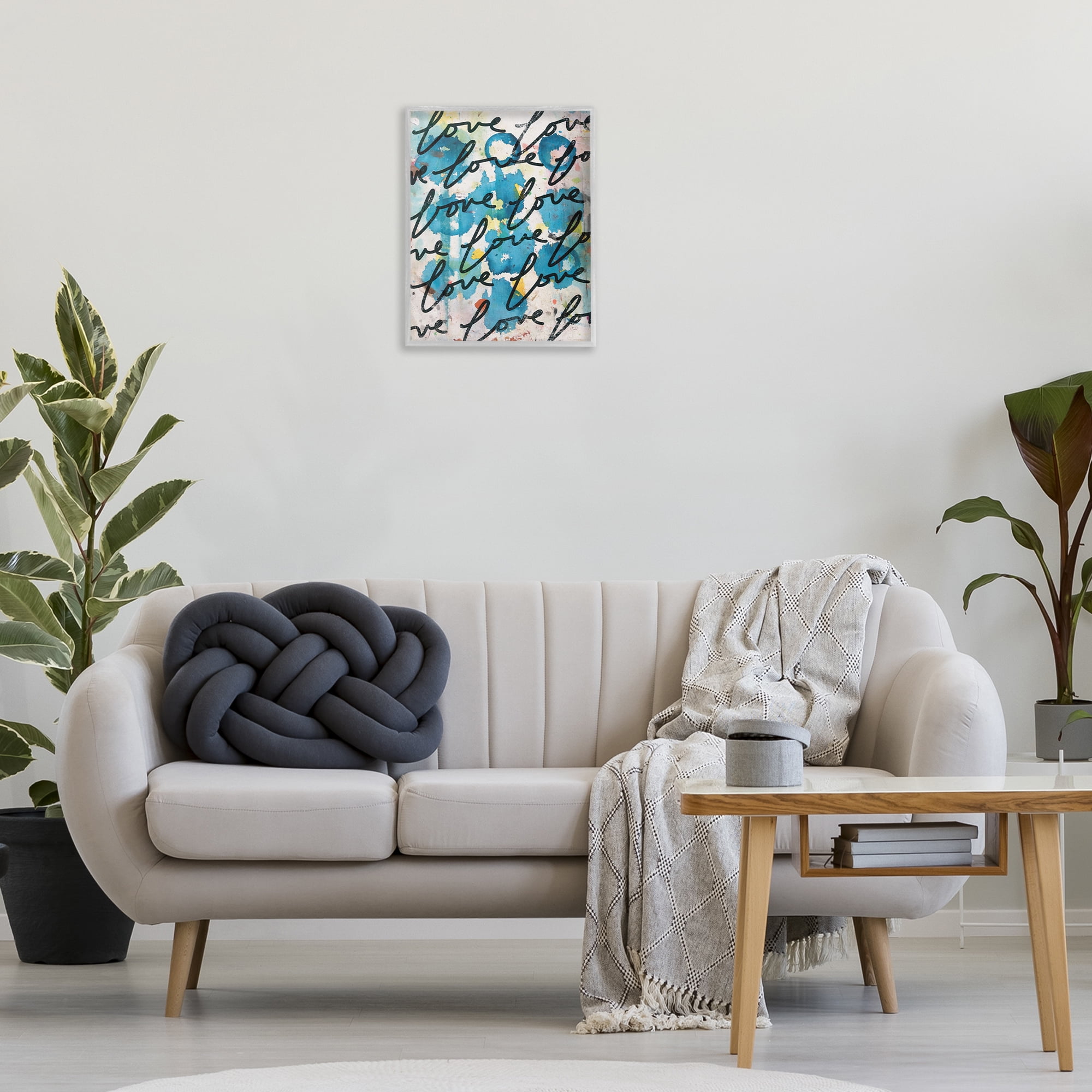 Stupell Industries Urban Love Pattern Typography Painting Gray Framed Art Print Wall Art, 16 x 20