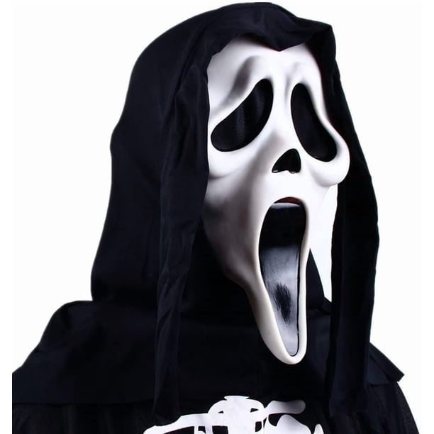 Máscara de Halloween de película Scream 6 The Ghost Face cosplay de felpa máscara de terror para hombres (blanco)
