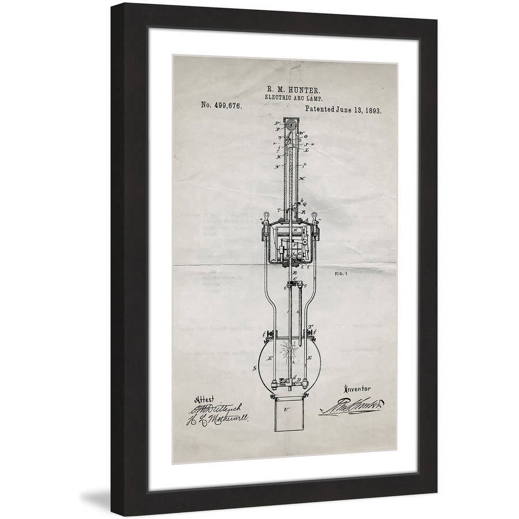 "Arc Lamp 1893 Old Paper" Framed Painting Print