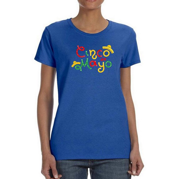 Cinco De Mayo W Hats Shaped T-Shirt Women -Image by Shutterstock, Female x-Large