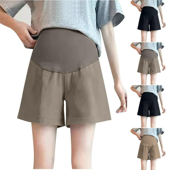 Bovxnpu Maternity Clothes For Women, Women's Maternity Shorts Over The Belly Cotton Casual Shorts, Pregnant Woman Plus Size Breathable High Waist Support Adjustable Pregnancy Pants L