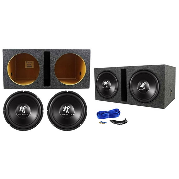 (2) Hifonics HFX12D4 12" 1600w DVC 4-Ohm Car Subwoofers Vented Sub Box Enclosure