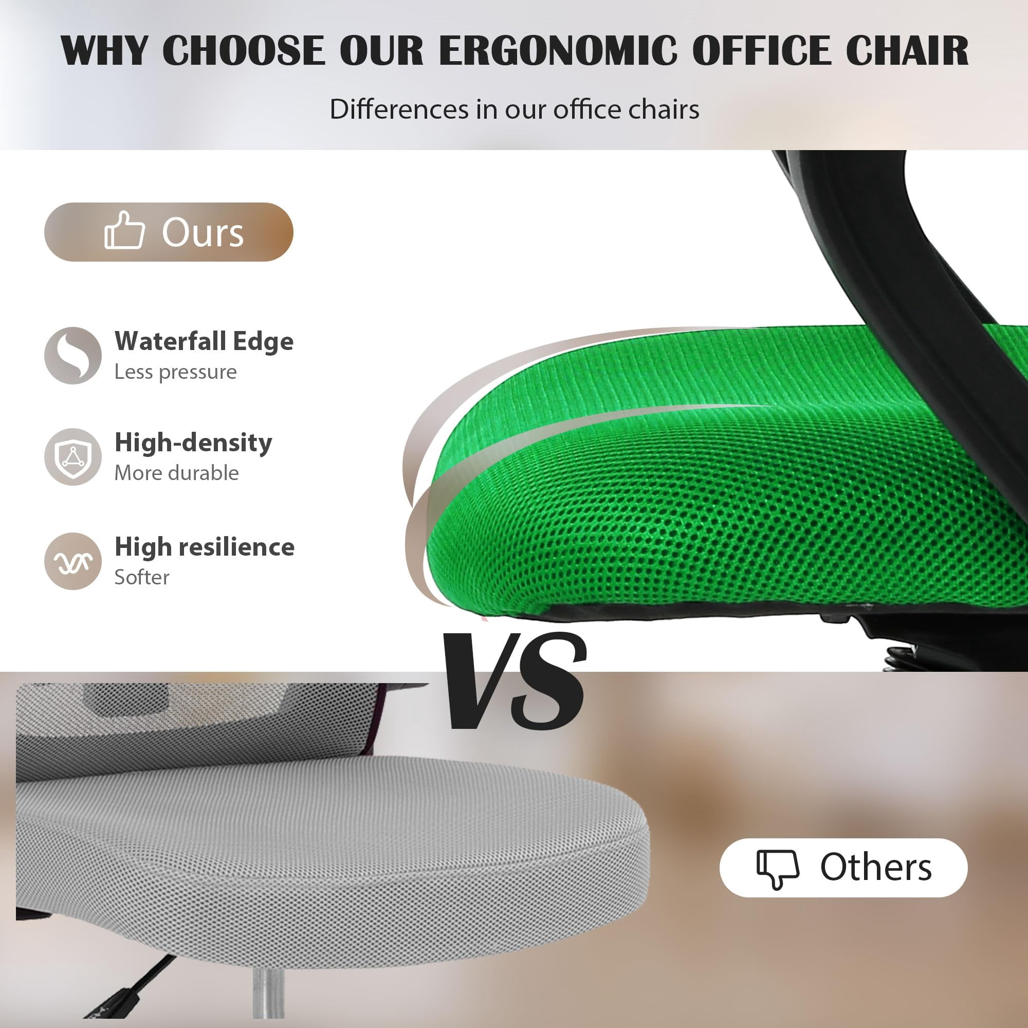 CL.HPAHKL Ergonomic Office Chair Set of 2, Mesh Computer Desk Chair with Mid-Back Support & Armrests, Adjustable Height Swivel Task Chair for Home Office, Study, Gaming, Green